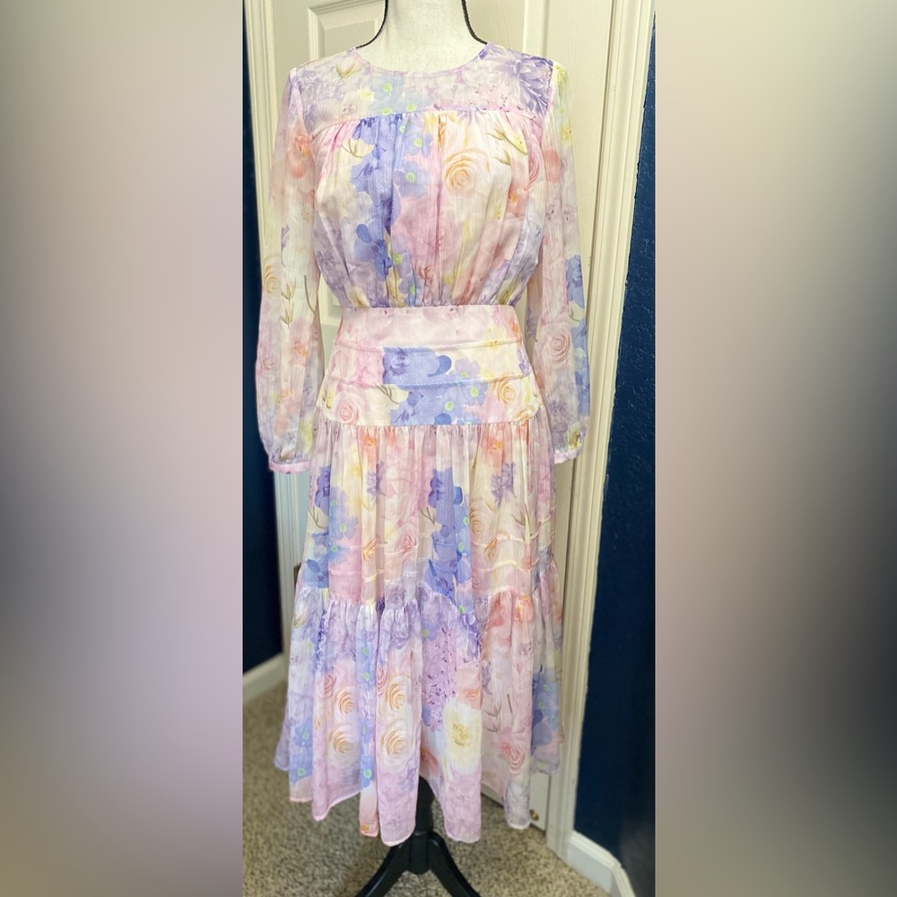 Elegant Long Sleeve Floral Dress